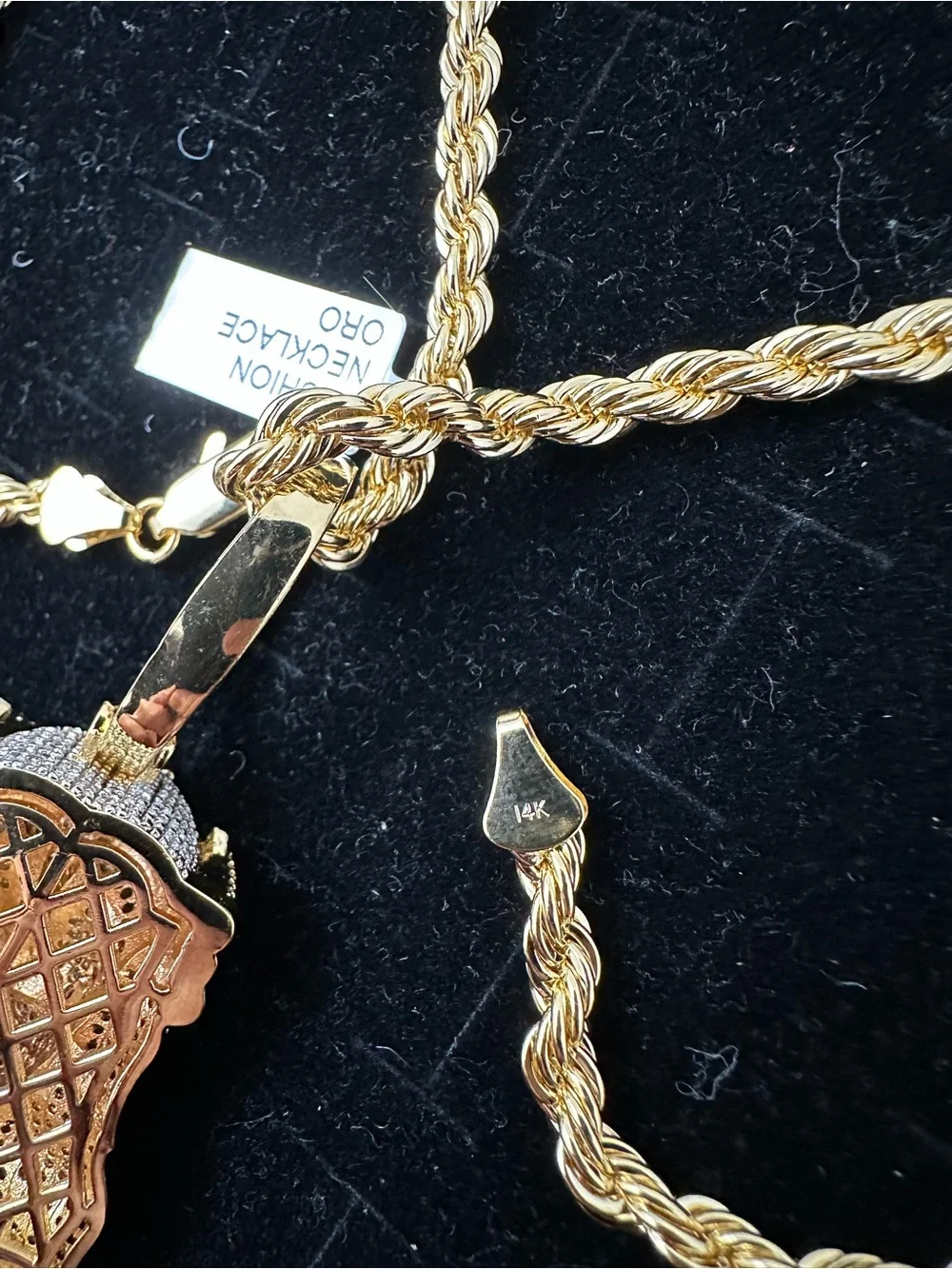 New Gold plated Jesus Head Pendant charm with new gold plated necklace chain